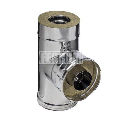 Тройник-сэндвич 90 FERRUM (430/0,8мм + нерж.) Ф115x200